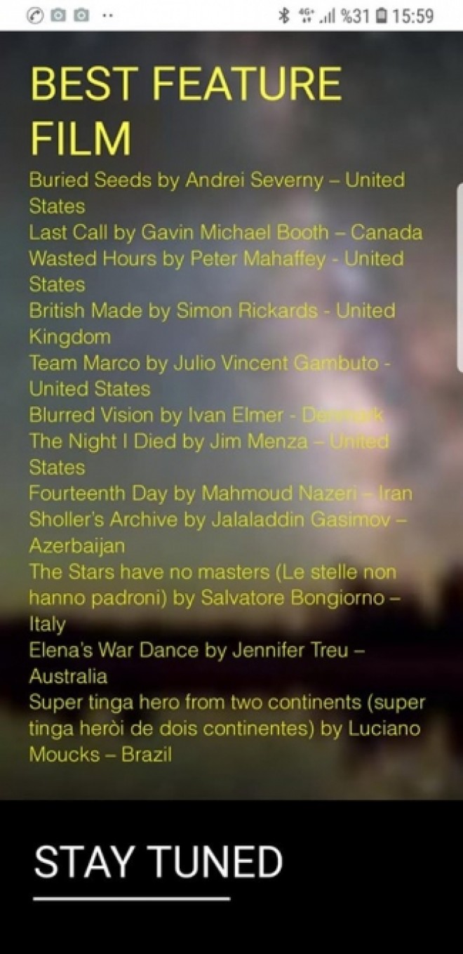 Azərbaycan filmləri İtaliyada 3 mükafata layiq görüldü